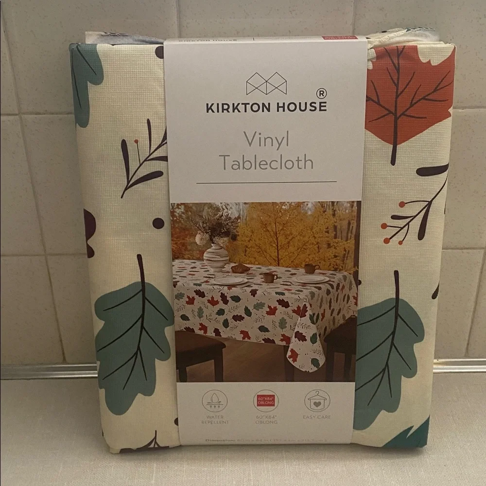 Kirkton House Leaf‎ Print Vinyl Tablecloth oblong 60”x84” New